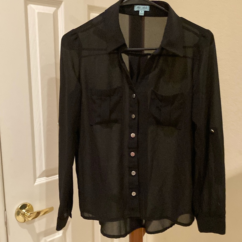Sheer, long sleeve blouse